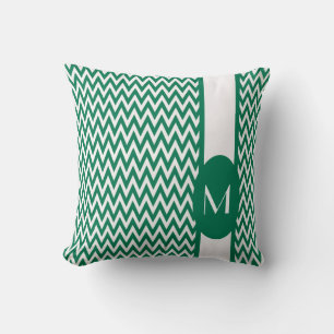 Coussin Emerald Elegant Chevron Design avec monogramme