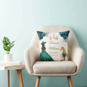 Coussin Emerald Gold Cowgirl Quinceanera Party