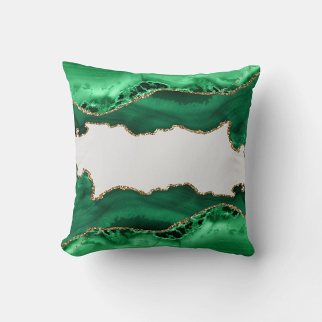 Coussin Emerald Green Agate Malachite Stone Gold (Recto)