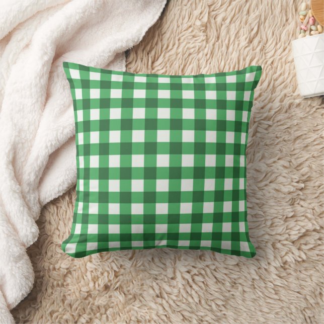 Coussin Emerald Green En vichy À damiers Motif (Couverture)