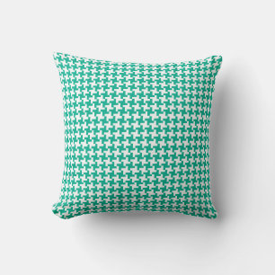 Coussin Emerald Green et White Dogtooth Motif