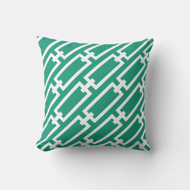 Coussin Emerald Green et White Links Motif (Recto)