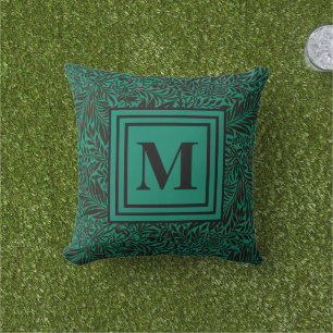 Coussin Emerald Green Famille Monogramme Motif botanique