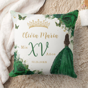 Coussin Emerald Green Floral Princess Robe Quinceañera