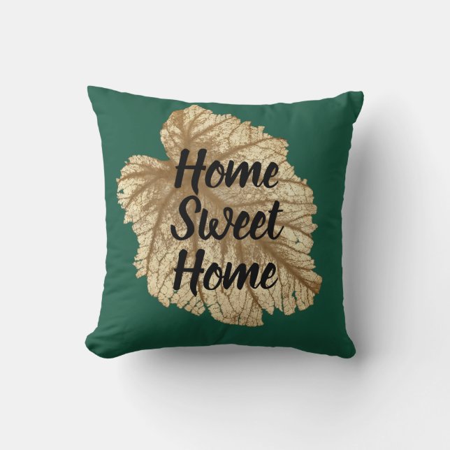 Coussin Emerald Green Gold Home Sweet Home Luxe élégant  (Recto)
