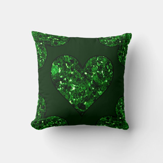 Coussin Emerald Green Heart (Recto)