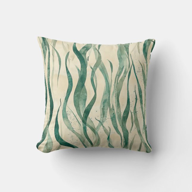 Coussin Emerald Green Ombre Algues Côtes Vintages (Recto)