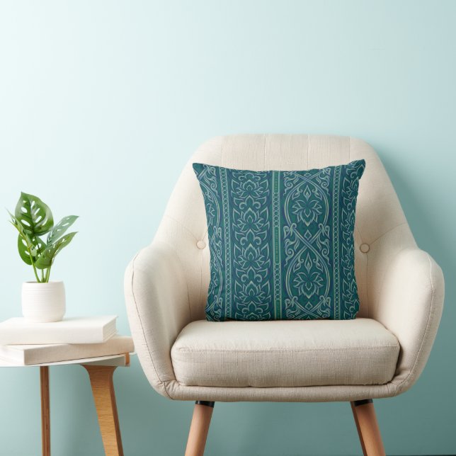 Coussin Emerald Lotus Tapestry Motif - Le Lotus Blanc (Chaise)