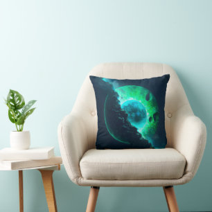 Coussin Emerald Lunar Core Cracing Open DALL-E AI Art