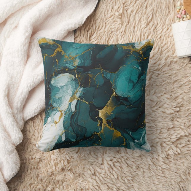 Coussin Emerald Marble with Golden Veins (Couverture)