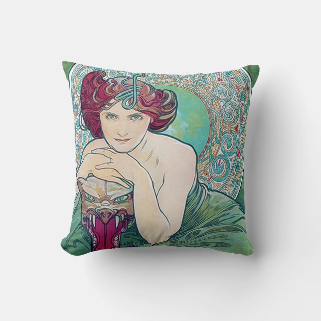 Coussin Emerald (Quatre Joyaux), Alphonse Mucha (Recto)