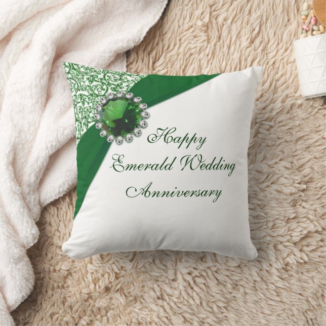 Coussin Émeraude Mariage Anniversaire Jeu d'oreiller (Couverture)