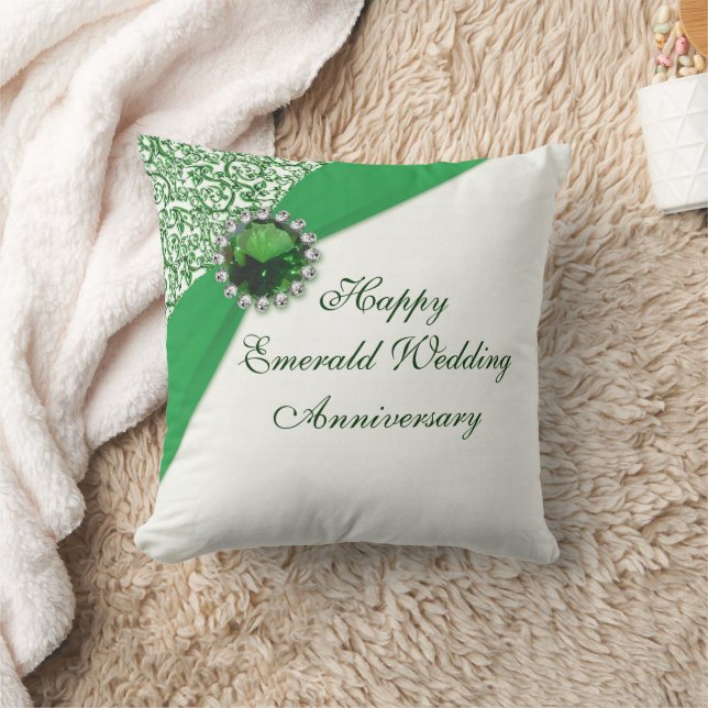 Coussin Émeraude Mariage Anniversaire Jeu d'oreiller (Couverture)