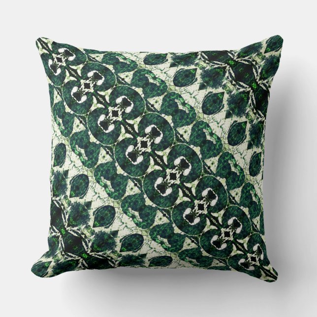 Coussin Émeraude rugueuse répétée verte sous texture blanc (Recto)
