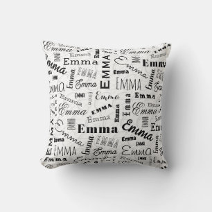 Coussin Emma Nom personnalisé Noir Blanc