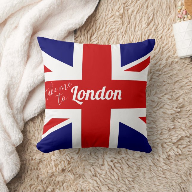 Coussin Emmène-moi à Londres | Drapeau du Royaume-Uni / Un (Couverture)