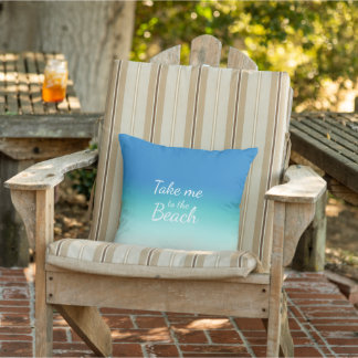 Coussin "Emmenez-Moi À La Plage" Moderne Bleu Ombré