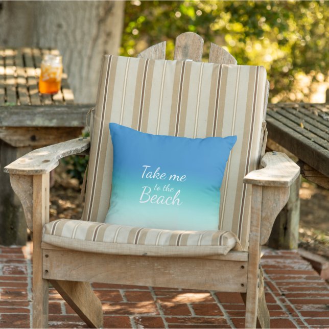 Coussin "Emmenez-Moi À La Plage" Moderne Bleu Ombré  (Chaise)