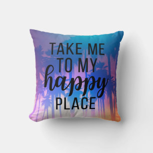 Coussin Emmenez-Moi À Mon Happy Place Boho Beach & Palm Tr