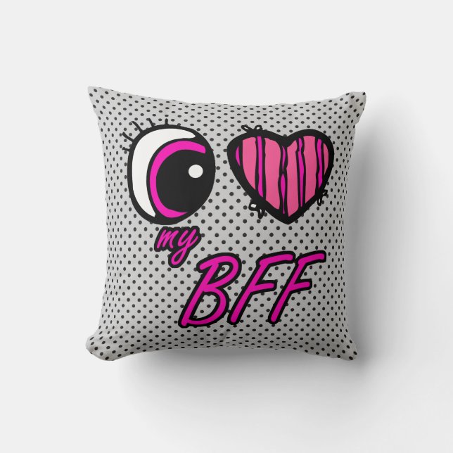 Coussin Emo Coeur des yeux J'aime mon BFF meilleur ami pou (Recto)