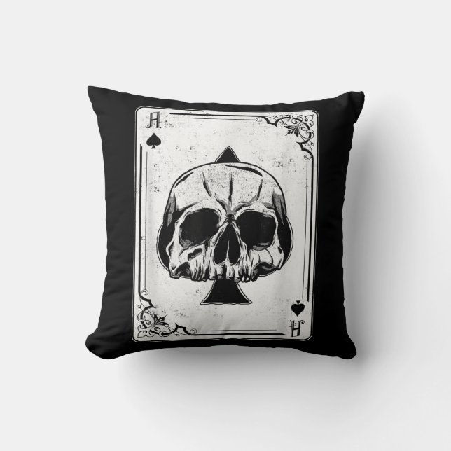 Coussin Emo Gothique Et Punk Ace de Spades Poker Jeu (Recto)