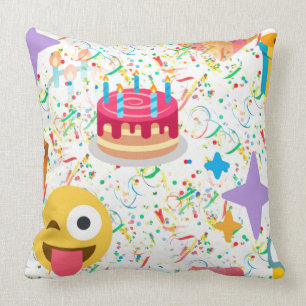 Coussin emoji anniversaire heureux