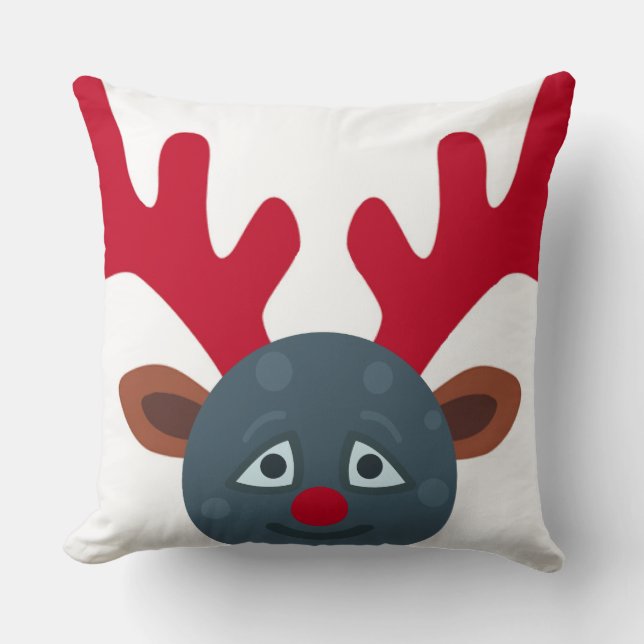 Coussin emoji de lune de rennes de noël (Recto)