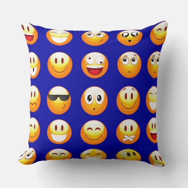 Coussin emojis bleu foncé (Recto)