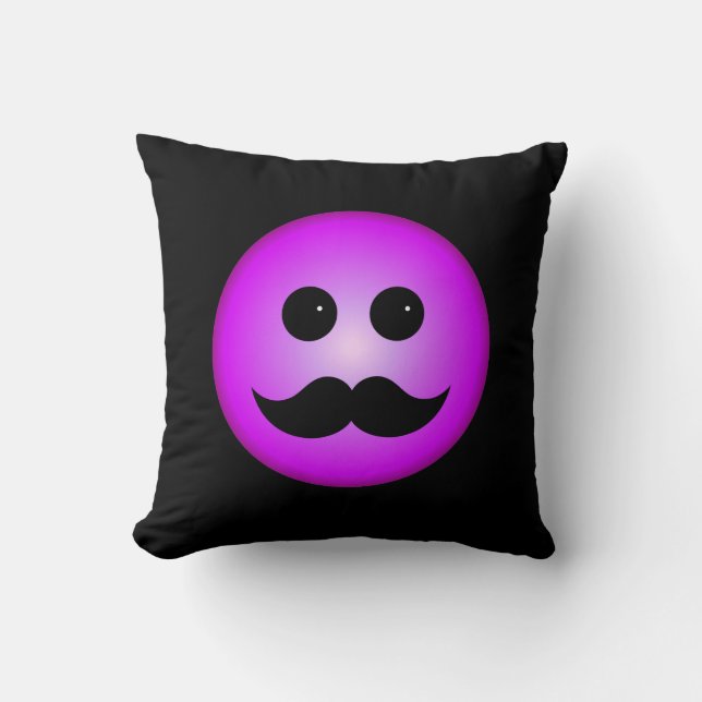 Coussin Émoticône pourpre de moustache (Recto)