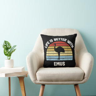 Coussin Émou avec le texte allemand La vie est meilleure