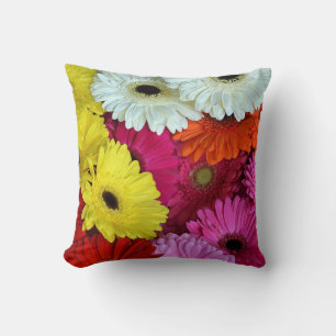 Coussin Empreinte de fleurs de gerbères colorées