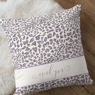 Coussin Empreinte de léopard animal Lilac Grey Blanc Pers