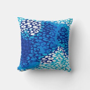 Coussin Empreinte de léopard bleu rétro et design moderne