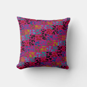 Coussin Empreinte de léopard coloré Carrés Checker Motif 6