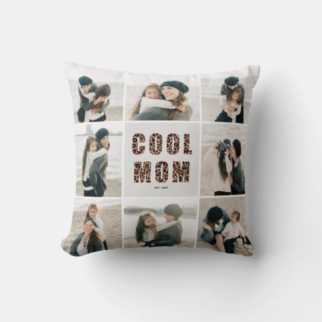 Coussin Empreinte de léopard Cool Maman 8 Photo Collage Gr (Recto)