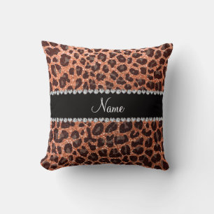 Coussin Empreinte de léopard de parties scintillant orange