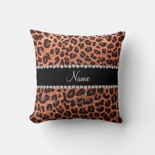 Coussin Empreinte de léopard de parties scintillant orange (Recto)