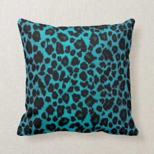 Coussin Empreinte de léopard de turquoise