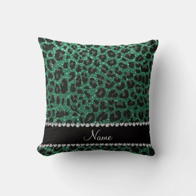 Coussin Empreinte de léopard d'parties scintillant verte m (Recto)
