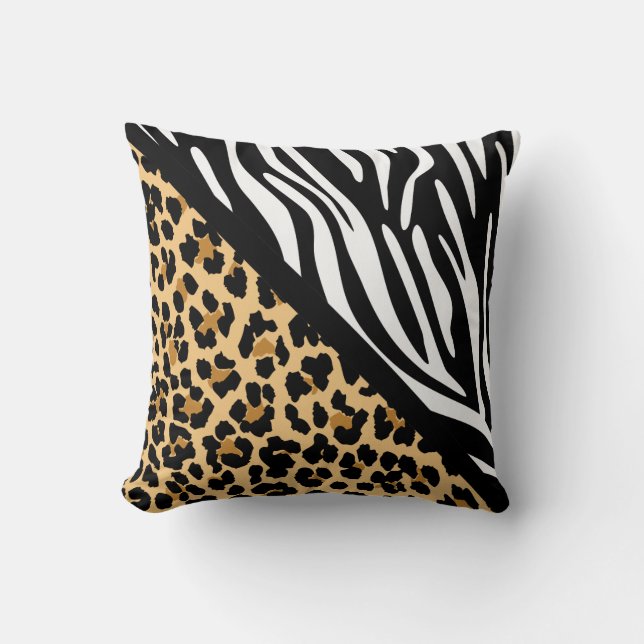 Coussin Empreinte de léopard élégant et Zebra Print (Recto)