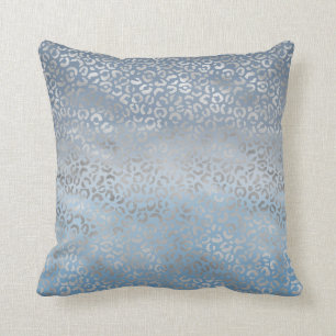 Coussin Empreinte de léopard en verre argenté bleu fumé bl