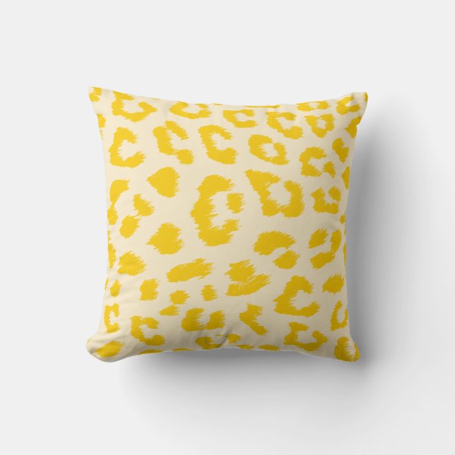 Coussin Empreinte de léopard jaune beurre (Recto)
