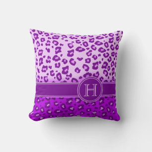 Coussin Empreinte de léopard monogramme violet lancer orei