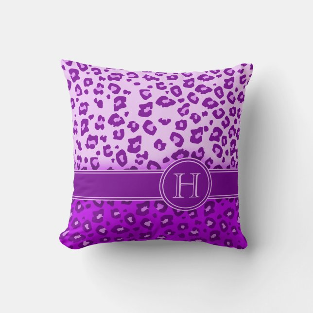 Coussin Empreinte de léopard monogramme violet lancer orei (Recto)