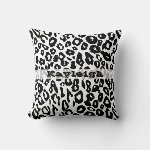 Coussin Empreinte de léopard noir et blanc