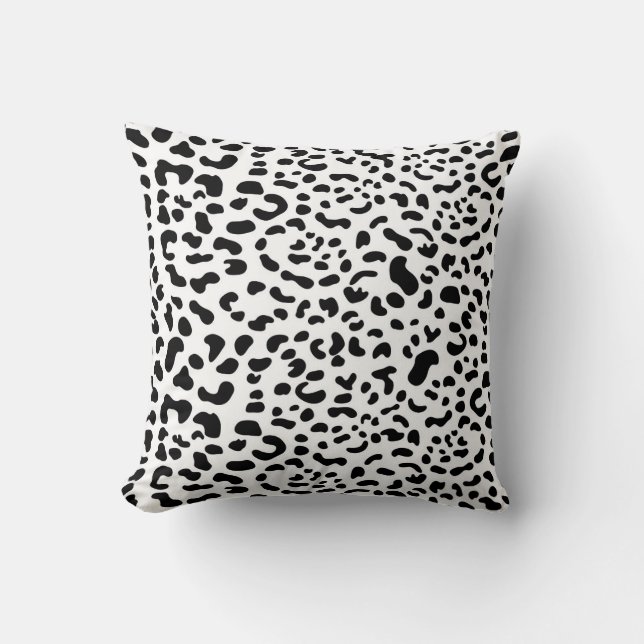 Coussin Empreinte de léopard - Noir et blanc (Recto)
