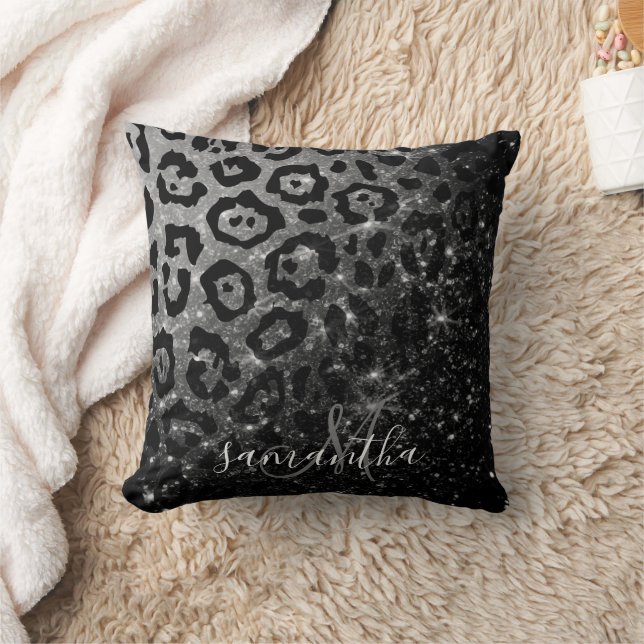 Coussin Empreinte de léopard noir et Parties scintillant (Couverture)