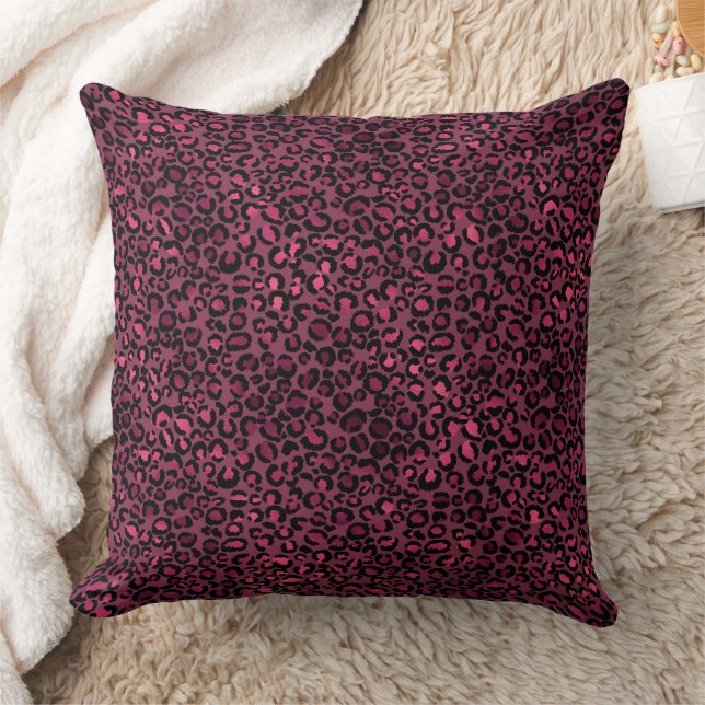 Coussin Empreinte de léopard noir rose glam (Couverture)