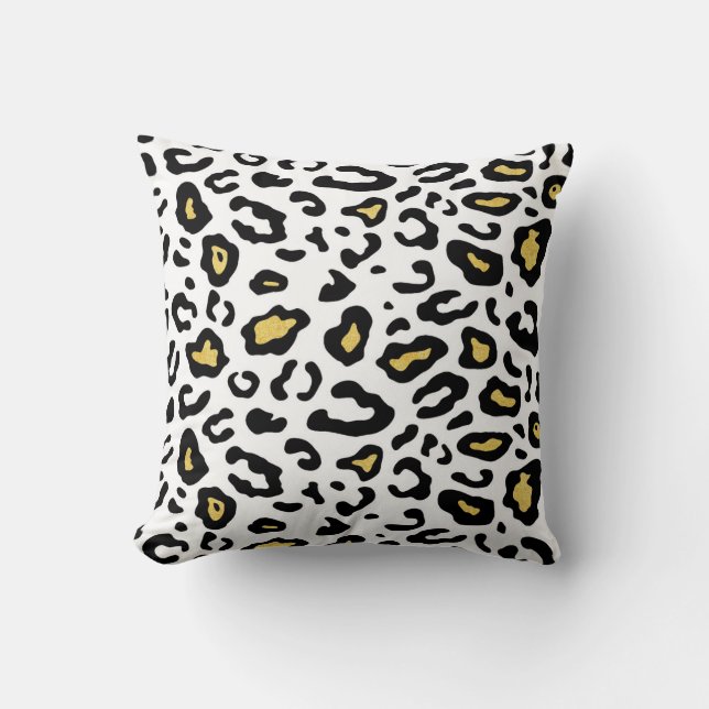Coussin Empreinte de léopard or, motif sans soudure. (Recto)
