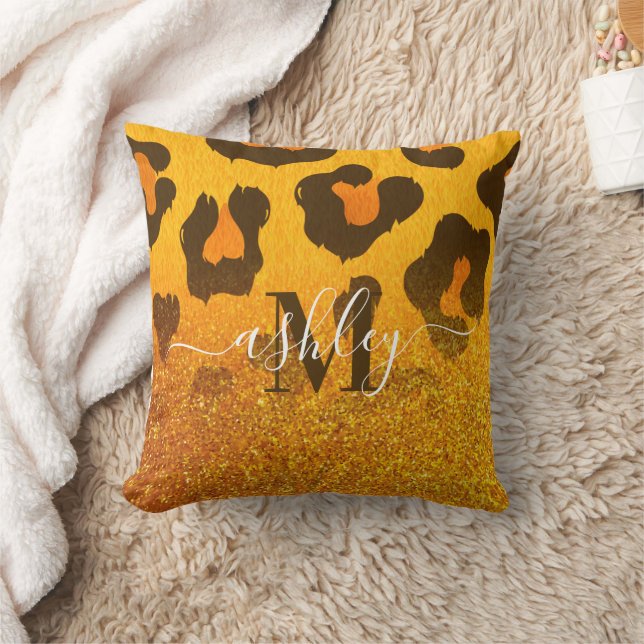 Coussin Empreinte de léopard Parties scintillant d'or (Couverture)
